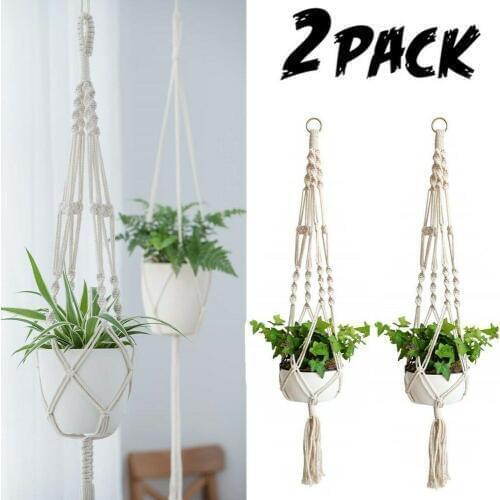 2 Pack macrame Plant Hanger Flower Pots 41 Inch Handmade Rattan Wall Hanging Plants Holder Basket Jute Home Garden Decoration