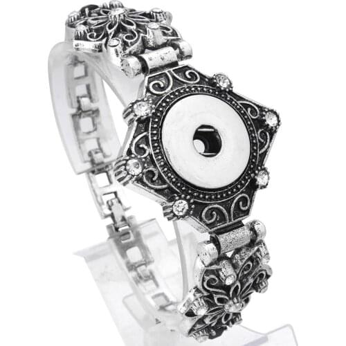2018 Vintage Metal Snap Button Bracelet for Men Women Rhinestone Snap Bracelet Bangles Fit 18mm Snap Buttons Jewelry