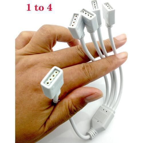 4 Pin RGB Connector Cable 1 to 2 3 4 Ports LED extension Splitter Cable wire For RGB LED Strip with 4 Pin Plugs