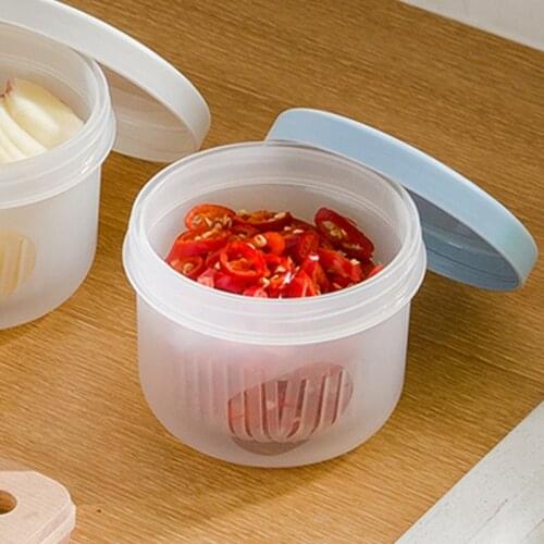 500ml Plastic Transparent Fresh-Keeping Box Double Layer Drain Box Portable Green Onion Ginger Garlic Kitchen Food Canister