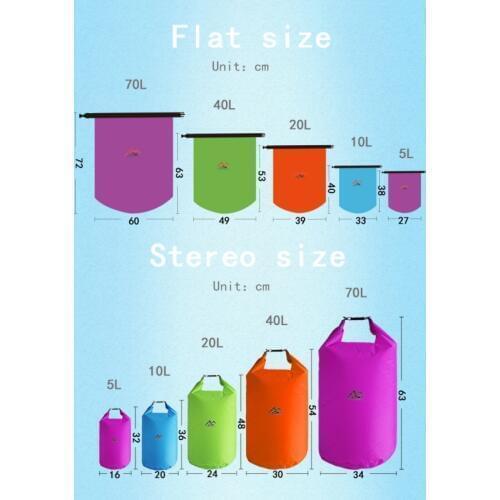 5L10L20L40L70L Outdoor Dry Waterproof Bag Floating Dry Gear Bags For Boating Fishing Rafting Swimming