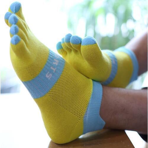 6 Colors 1Pair Men Women Five Finger Toe Socks short tube Mesh finger Polyester socks Spandex elasticity Flexible Moisture