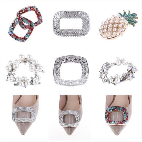 6Styles Fashion Bridal Shoes Rhinestone Clip Buckle Crystal Shoe Clip Decoration Faux Pearl Shoe Clips Decorative Accessories