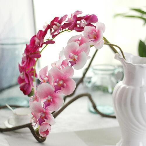 72cm Artificial Butterfly Orchid Flower Branch Real Touch 11 Heads Fake Flowers Wedding Baby Shower Birthday Party Supplies
