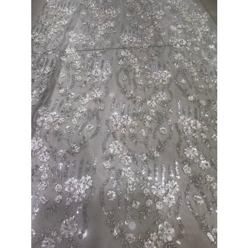 African Beaded Lace Fabric Embroidered Nigerian Laces Fabric ZH-32885 High Quality French Tulle Lace Fabric For Women