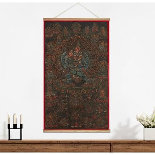 Buddhist Bodhisattva Manjushri Canvas Poster Abstract Art Prints Buddha Wall Decorative Painting Picture for Temple Home Room