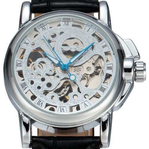 WINNER Womens Skeleton Mechanical Watch Ladies Wristwatch Leather Relogio Feminino Luxury Fashion Casual Wrist Watch