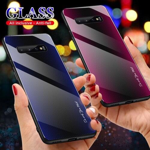 Tempered Glass Phone Case For Samsung Galaxy S8 S9 S10 NOTE 8 9 10 Plus S10E A30 A50 A70 Gradient Color Protective Back Cover