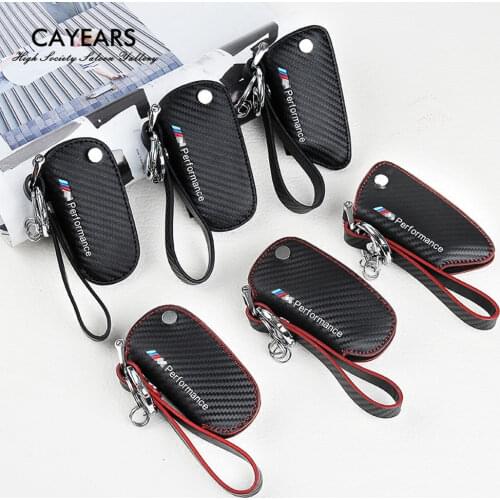1Pcs M Performance Great Leather Black Canber Fiber Remote Blade Point Key Bag Case Holder For X1 X5 X6 NPV 7 Z4 Z8 Series
