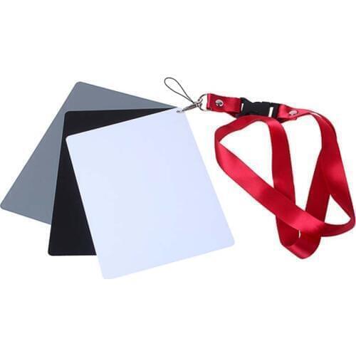 3 in 1 Digital Grey Card White Black 18% Grey Color White Balance + Strap set