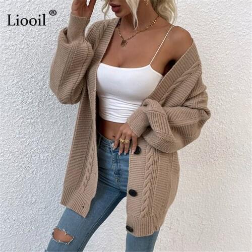 Long Knitted Cardigan Women Button Up Long Sleeve Oversized Sweater Coats Casual Baggy Knitwear Autumn Winter 2021 Streetwear