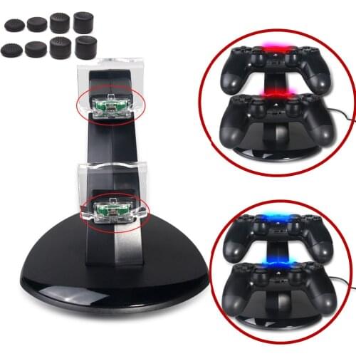 Dual USB Port Red/Blue LED Indicator Charging Dock Station Stand Charger For Sony Playstation 4 PS4/ PS4 Pro PS4 Slim Controller