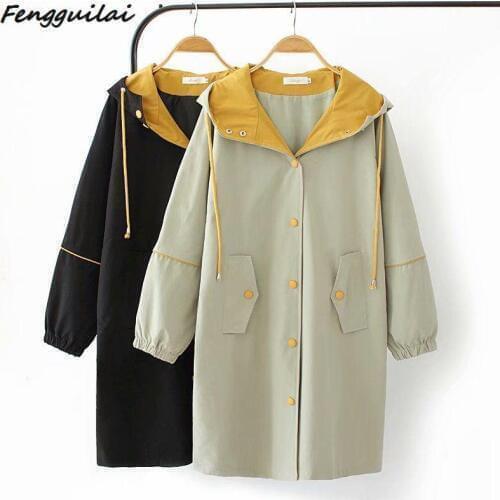 Fengguilai Women's Hooded Trench Coats