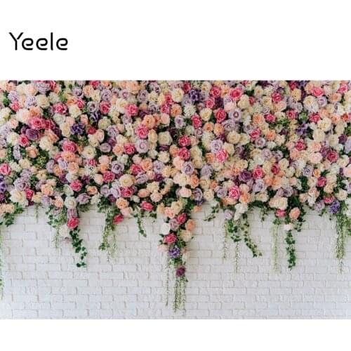 Yeele Photocall Flowers Backdrop Brick Wall Weeding Birthday Party Decor Portrait Background Photography For Photo Studio Props