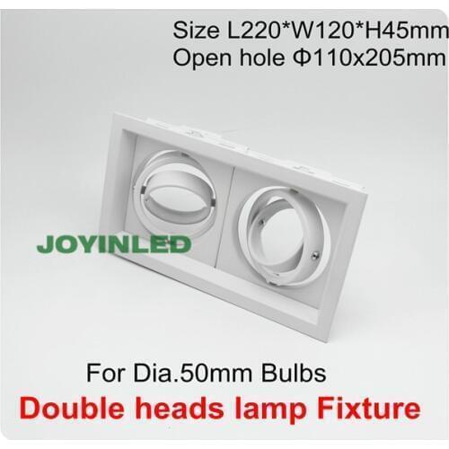 Halogen MR11 Holder Lamp Fitting Trims 2 Heads Grille Light Fixture White Square Ceiling Cups For GU10/MR16 Bulb Spot Lamps
