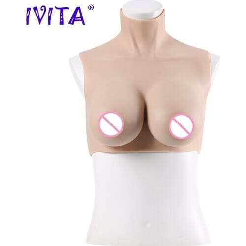 IVITA 100% Artificial Realistic Silicone Breast Fake Boobs 3 Colors Choices C Cup for Crossdresser Transgender DragQueen Shemale