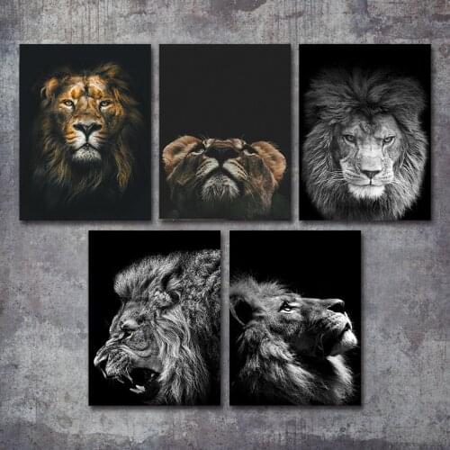 Wild Animal Lion Poster Art Print Wall Pictures Nordic Black and White Canvas Painting Living Room Minimalism Pop Art Home Decor