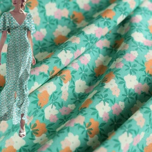 Red Raspberry 18momme Elastic Crepe Silk Flowers Printed Fabrics Garment Materials Women Dress DIY Sewing Cloth Freeshipping