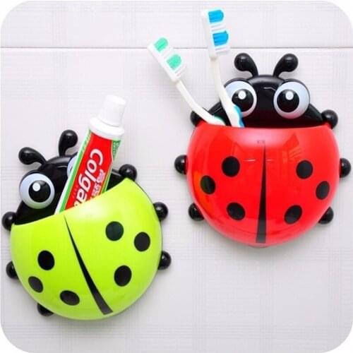 Creative Ladybug Toothbrush Holder Toothpaste Holders Cup Four Colors Cute Suction Kit Shaped Bathroom Bathroom Accessories