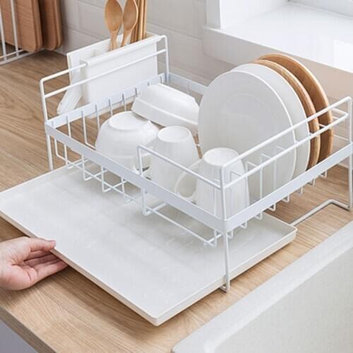 Kitchen Storage Organizer Dish Drainers Drying Racks Kitchen Sink Holders Tray For Plates Bowl Cup Tableware Metal Shelf Baskets