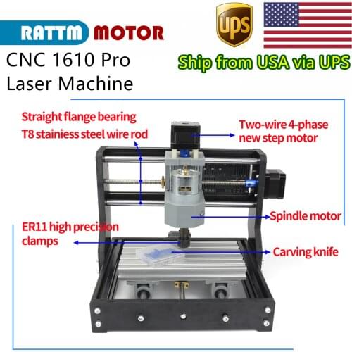 【USA On Sale】1610 Pro CNC Laser Engraver DIY Mini Router 3 Axis PCB PVC Milling Machine Wood Router Machine with GRBL Controller