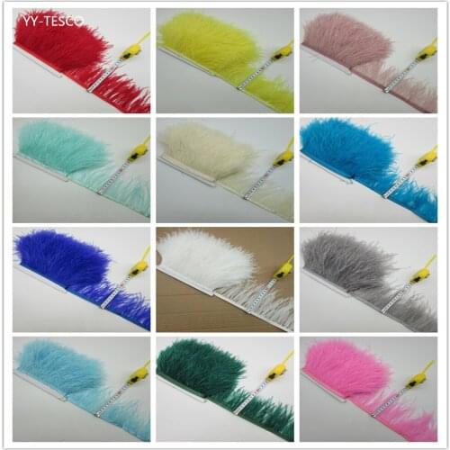Wholesale high quality natural 10 yards ostrich feather ribbon decoration 3-4 inch / 8-10 cm width clothing dress DIY decoration