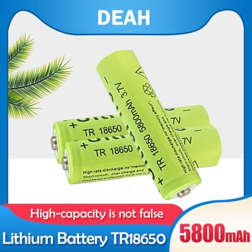 18650 Lithium Rechargeable Battery 3.7V 5800mAh 18650 High Capacity Battery For Toys Flashlight Battery With Pointed (No PCB)