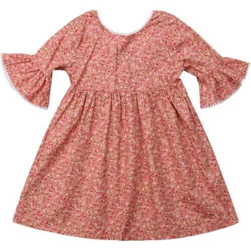 Cute Kids Wedding Dresses Children Girls Dress Casual Lace Backless Flare Sleeve Mini Dress Little Girls Princess Party Dresses