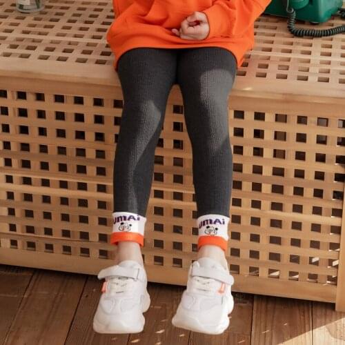 Girls Cute Letter Pants Children Knitting Pants Leggings Skinny Elastic Girl Leggings Getry Trousers Spring Autumn Slim Pants