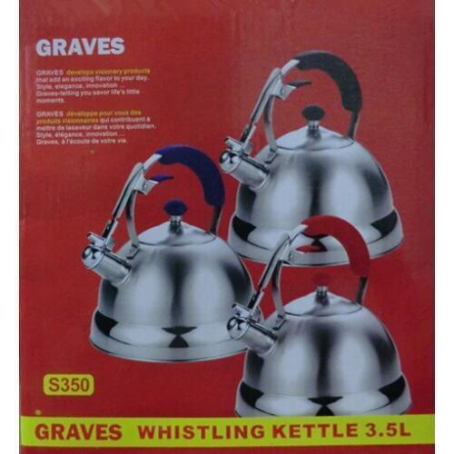 0 Graves multicolour handle medical stainless steel kettle 3.5litre