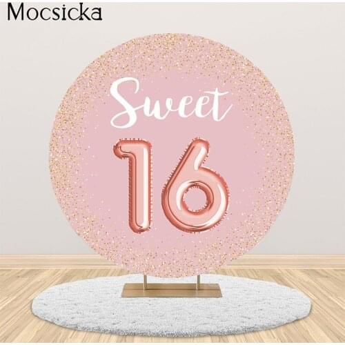 MOCSICKA First Birthday Round Background Child Portrait Baby Shower Photography Background Round Cake Flower Decoration