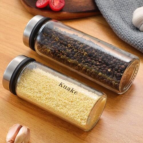 Sealed seasoning bottle set, multiple hole pattern, glass seasoning jar, kitchen salt shaker, moisture-proof kitchen supplies