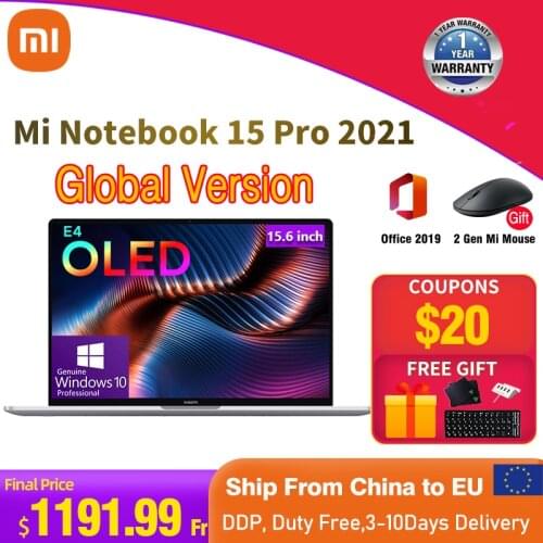 Xiaomi Notebook 15 Pro 20211 Intel Core i7-11370H/i5-11300H 3.5K OLED Screen Computer MX450 GPU Notebook Windows 10 PRO Laptops