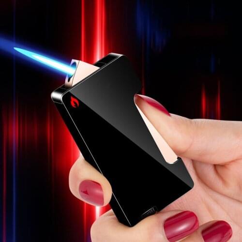 2021 New Metal Side Press Ignition Straight Into The Windproof Butane Gas Inflatable Lighter Classic Business Mens Lighter