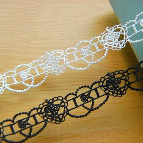 White Embroiderey Lace Novelty Polyester Black Double Scalloped Lace Sewing Garment Accessories 4cm