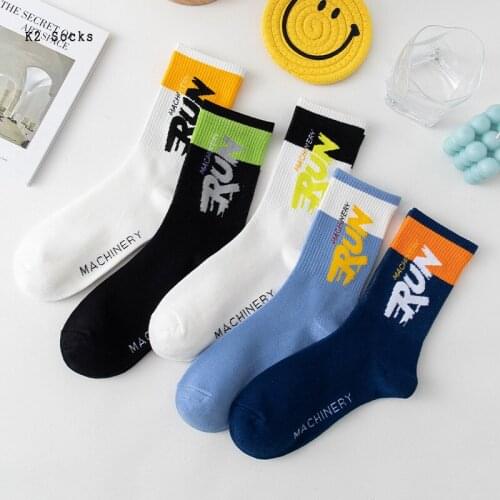 New Streetwear Sport Run Letter Sockings Cotton Long Harajuku HipHop Fashion Skateboard Couples Funny Unisex Men and Women Socks