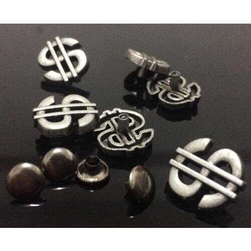 New Coming 50PCS 13X15MM Antique Silver US Dollar StudS Rivet Punk Dollar Spike Shoes Belt Bag Accessories Leather Craft