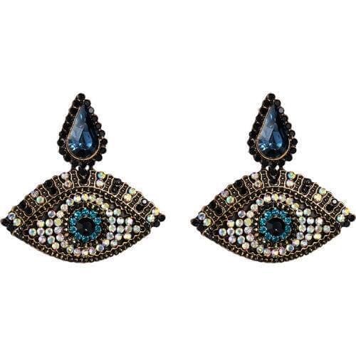 Exaggerated Atmosphere Acrylic Eyes Crystal Glass Earrings Personality Retro Water Drop Shaped Earrings