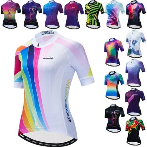 Weimostar Rainbow Cycling Jersey Women Summer Mountain Bike Jersey Pro Cycling Clothing Tops Road Bicycle Shirt Maillot Ciclismo