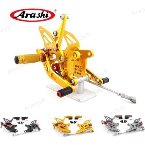 Arashi For TRIUMPH Speed Triple 1050 2005 - 2010 CNC Adjustable Footrests Rider Foot Pegs Rearset Rest 2006 2007 2008 2009 Gold