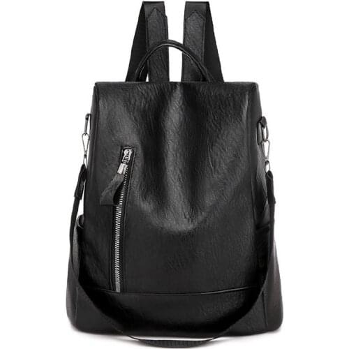 Pu Leather Teenager Rucksack Multi Pocket 2021 Women Backpack Luxury Shoulder Bag Champagne