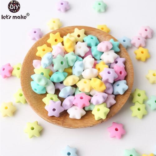 Lets Make Wholesale 200PCS Silicone Mini Stars Teething Beads Nursing Necelack Jewelry Diy Accessories Baby Teether Colourful