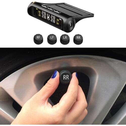 Solar Wireless TPMS Universal Tyre Pressure Monitor LCD Auto Caravan Car Tyre Pressure Monitoring System + 4 External Sensors
