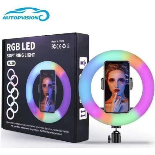 8inch 20cm RGB LED Soft Ring Light with Tripod Stand Phone Clip Colorful Photography LED for TikTok Vlogging Video YouTube Live