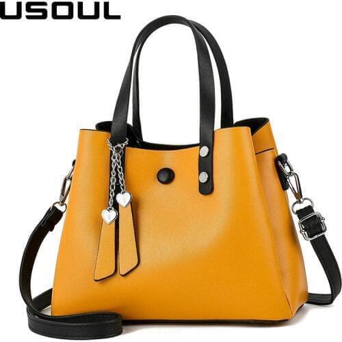 USOUL Ladies Crossbody Bags For Women 2020 Fashion Leather Handbags Yellow Luxury Totes Woman Shopper Messenger Shoulder Bags