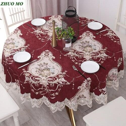 Vintage lace tablecloth kitchen Home decoration luxury European Embroidered flower cloth round table cover royal blue tablecloth