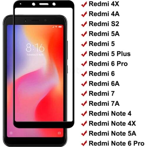9H Tempered Glass For Xiaomi Redmi 6 6A 5 Plus 5 5A S2 4A 4X Screen Protector Glass Note 4 4X 5 5A 6 Pro Safety Protective Glass