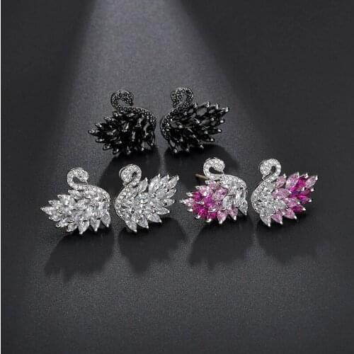 Earrings 2021 Trend Female Korean Style Copper Alloy Unusual Earrings For Women Set 3A Zircon S925 Silver Needle Eardrop