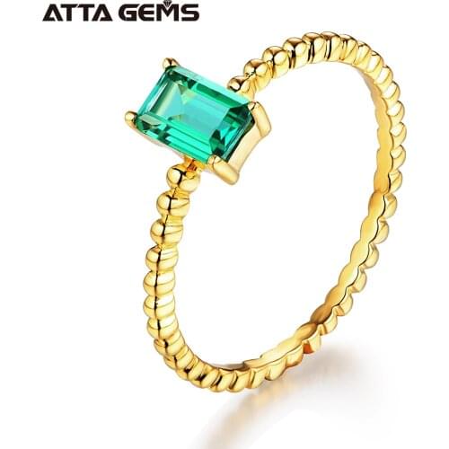 New Arrival Solid 925 Sterling Silver Rings for Women 6x4MM Emerald Gemstone Party 18K Yellow Gold Color Fine Jewelry Ring
