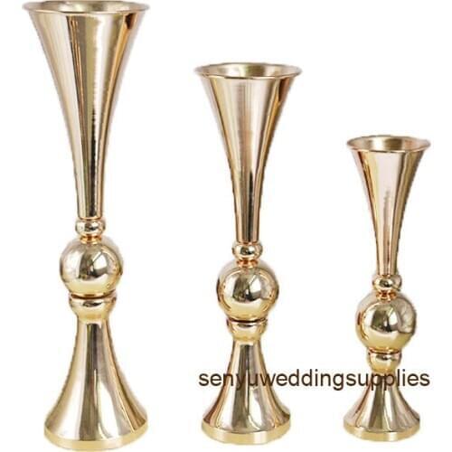 Gold Candle Holders Metal Candlestick Flower Vase Table Centerpiece Event Flower Rack Road Lead Wedding Decoration senyu1276
